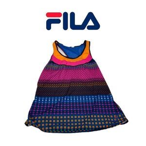 Fila Women’s Racerback Tank Top Multicolor Striped Activewear Sz L